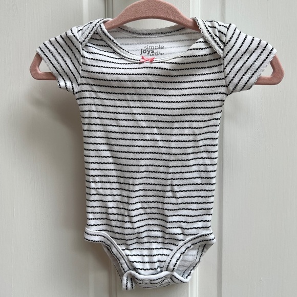 Other - Simple Joys by Carter’s Newborn White and Black Heart Short Sleeve Girls Onesie